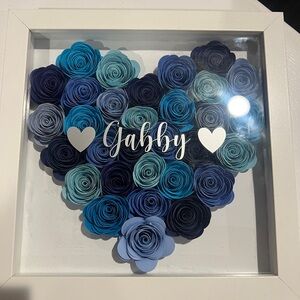 Blue and Navy Heart-Shaped Paper Flower Art